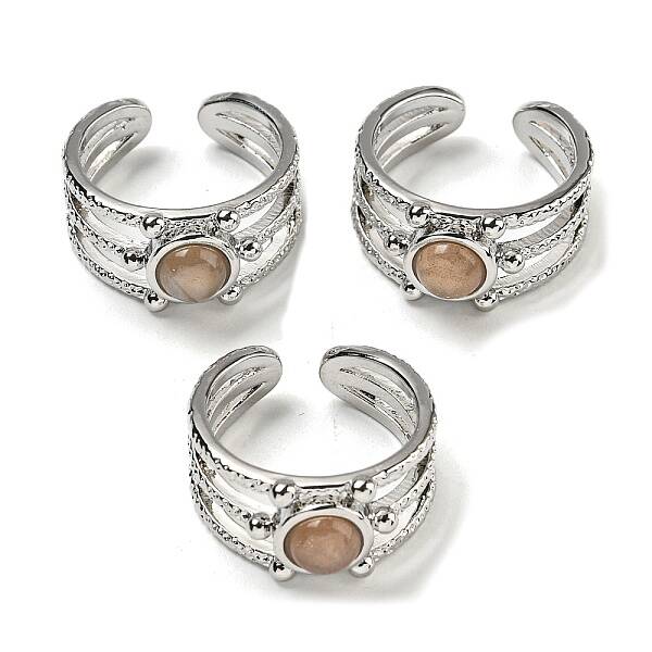 Natural Sunstone Adjustable Rings