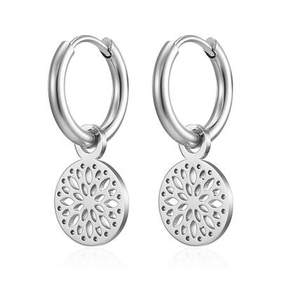 Non-Tarnish Stainless Steel Round Dangle Earrings for Women