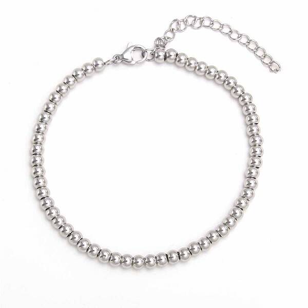 Non-Tarnish Simple Fashion Round Stainless Steel Beaded Bracelets for Women