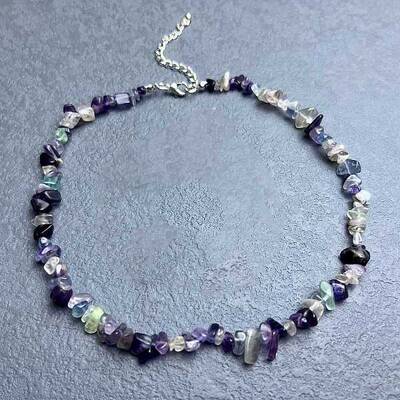 Natural Fluorite Chip Beaded Necklaces for Women