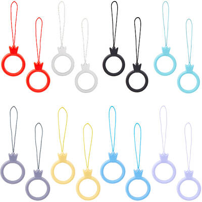 16Pcs 8 Colors Silicone Mobile Phone Finger Rings