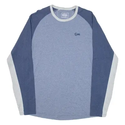 DIESEL Mens T-Shirt Blue Long Sleeve Crew Neck 2XL