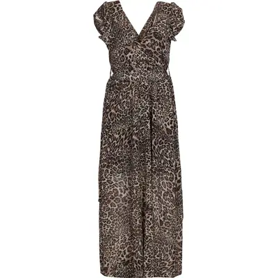 Blu Royal Animal print Maxi Dress - Medium Brown Polyester