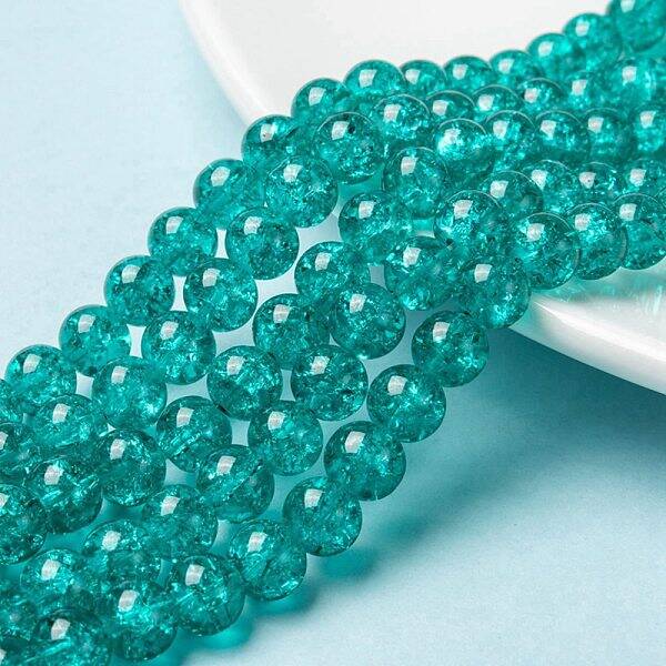 Spray Painted Crackle Glass Beads Strands