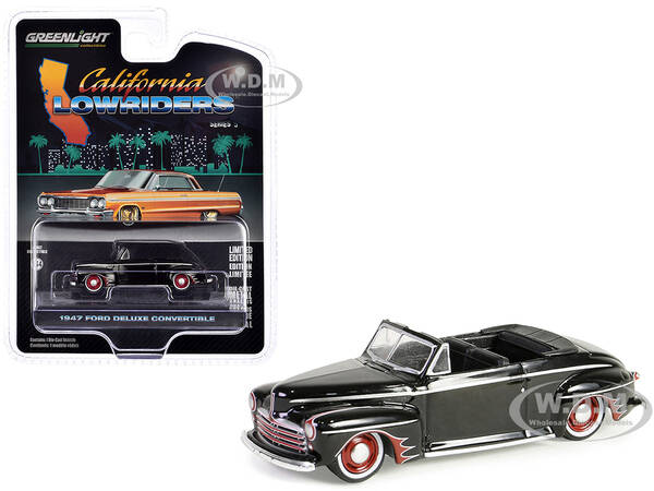 1947 Ford Deluxe Convertible Lowrider Black wit h Red Graphics \