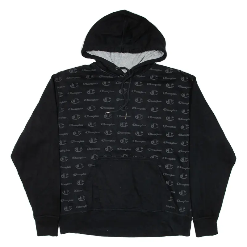 CHAMPION Mens Black Hoodie L