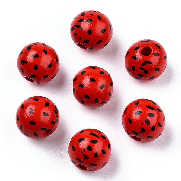Printed Natural Wooden Fruit Beads