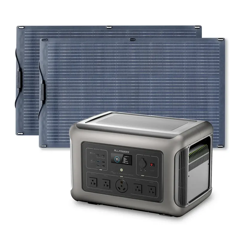 ALLPOWERS 3200W Solar Generator (R3500 + SF100 100W Flexible Solar Panel) R3500+2PCS SF100 100W Solar Panel