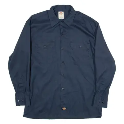 DICKIES Mens Worker Shirt Blue Long Sleeve M