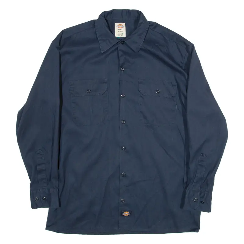 DICKIES Mens Worker Shirt Blue Long Sleeve M