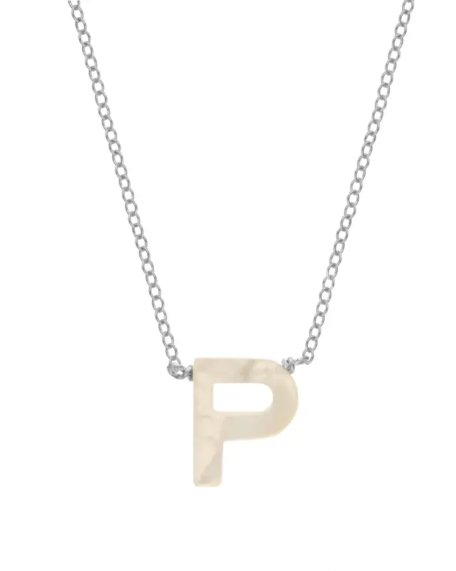 Dawn Initial Necklace | Metal Color: Silver | Style: P