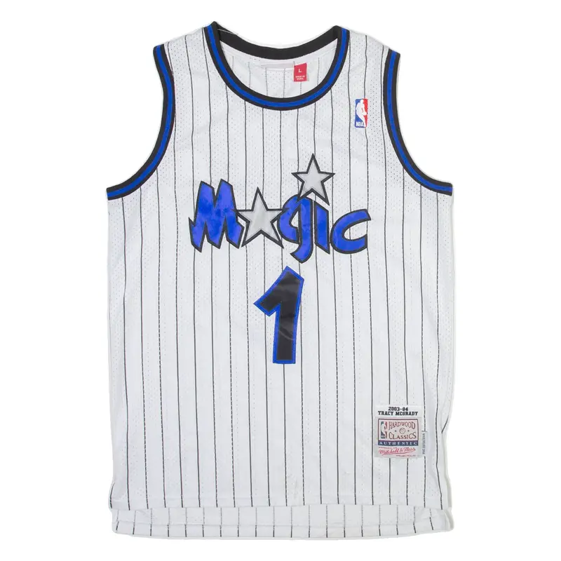 MITCHELL & NESS Orlando Magic NBA Mens Jersey White Sleeveless USA Crew Neck L