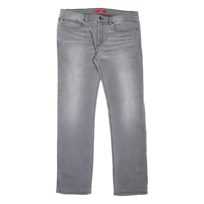 HUGO Mens Jeans Grey Slim Straight Stone Wash W32 L32
