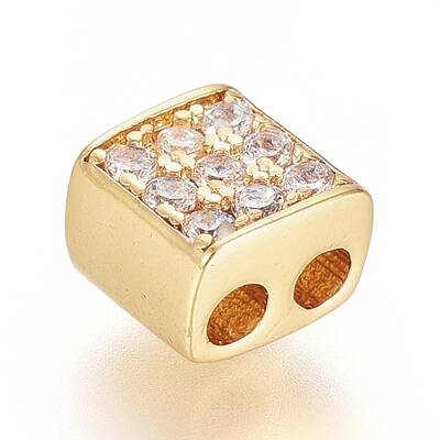 Brass Micro Pave Cubic Zirconia Slide Charms