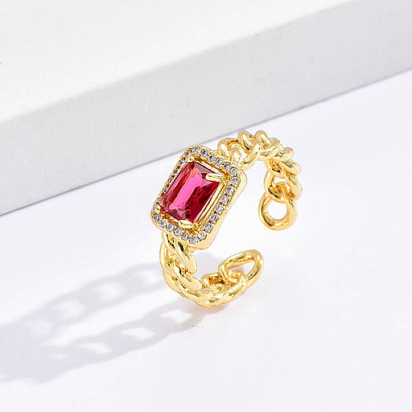 Golden Brass Micro Pave Cubic Zirconia Open Cuff Rings
