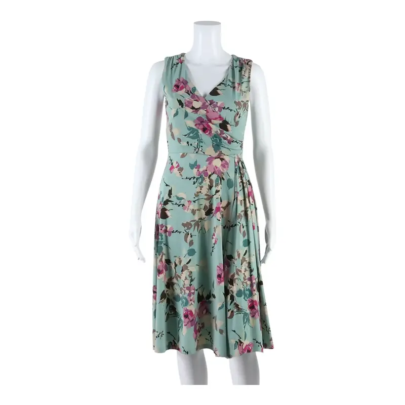EAST Womens Skater Dress Blue Floral Sleeveless Knee Length UK 8