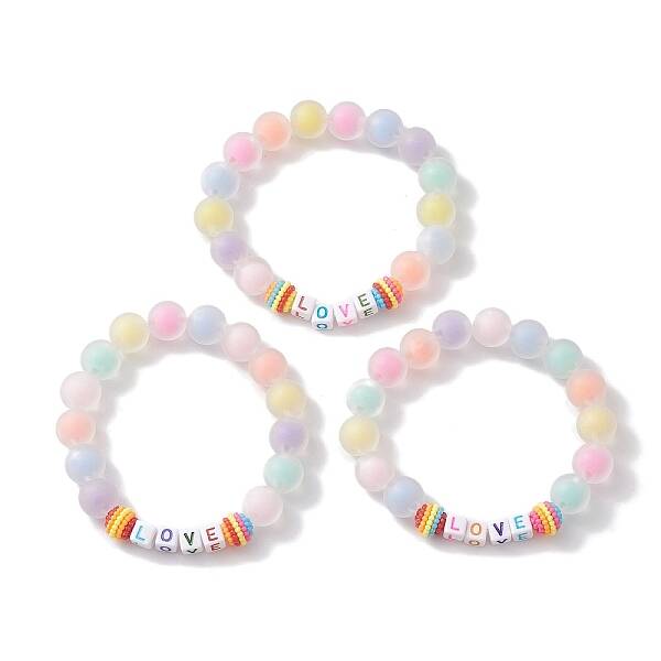 Waxberry & Round Frosted Resin Beaded Stretch Bracelets