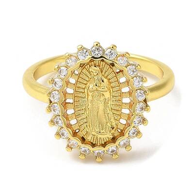 Clear Cubic Zirconia Virgin Mary Open Cuff Rings