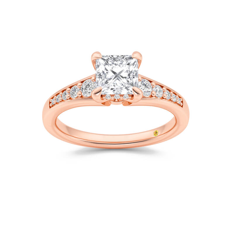 Bloom Tapered Pavé Set Hidden Halo Princess Cut Lab Grown Diamond Engagement Ring | 10K Rose Gold 4 1/2 CT. TW.