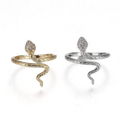 Brass Micro Pave Clear Cubic Zirconia Cuff Rings