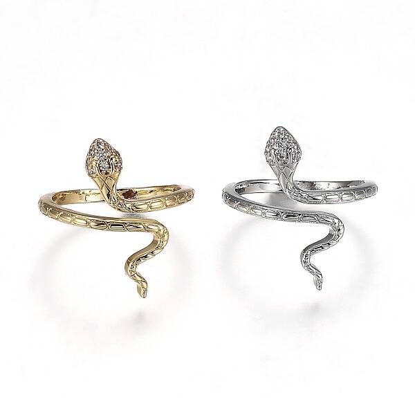 Brass Micro Pave Clear Cubic Zirconia Cuff Rings