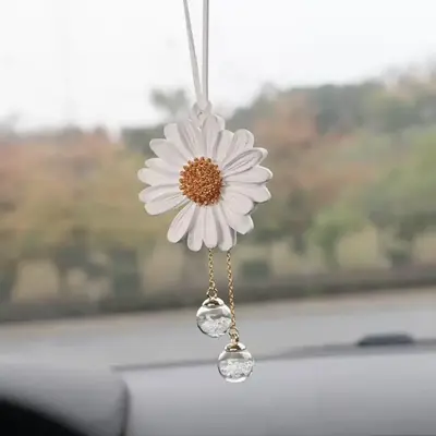 Sunflower Design Car Hanging Ornament, Multipurpose Car Rearview Mirror Hanging Pendant, Universal Car Interior Decoration Ac...