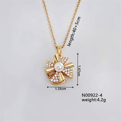 Elegant Vintage Windmill Brass Micro Pave Cubic Zirconia Pendant Necklaces