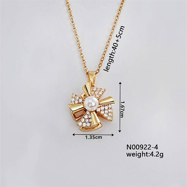 Elegant Vintage Windmill Brass Micro Pave Cubic Zirconia Pendant Necklaces