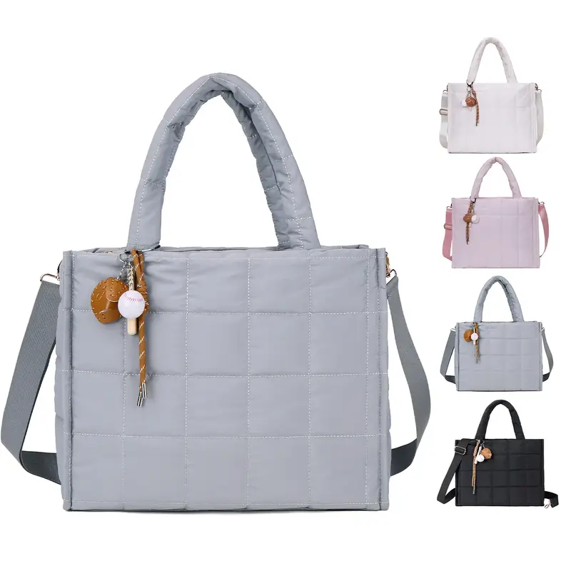 Puffer/Canvas Tote Bag For Women With Zipper, TikTokShopfalldealsforyou,，Personalized Gifts Quilted Puffy Bag Lightweight C...