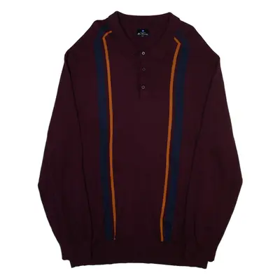 BEN SHERMAN Mens Jumper Maroon Collared Tight Knit 4XL