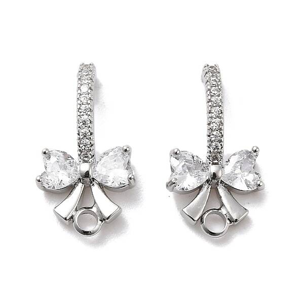 Brass with Cubic Zirconia Stud Earrings Finding
