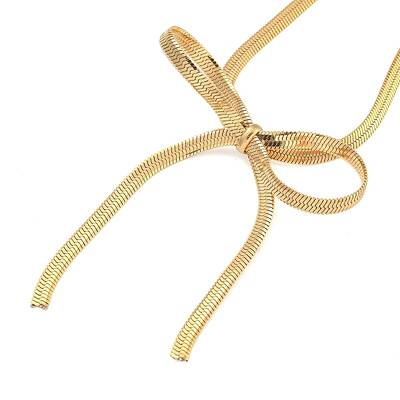 Bowknot 304 Stainless Steel Snake Chain Pendant Necklaces for Women