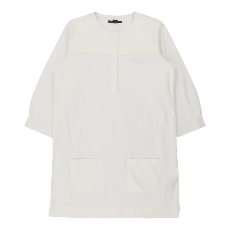 Armani Exchange Dress - Large White Cotton Blend