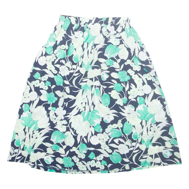 NIKKI Womens A-Line Skirt Green Midi Floral UK 8