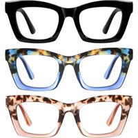 RESJOK【FREE SHIPPING】3Pack Reading Glasses for Women-Blue Light Blocking Fashion Readers with Spring Hinge Computer Squar...