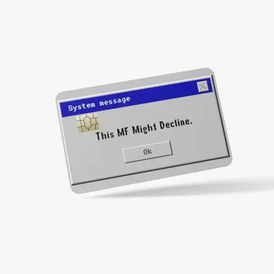 System message negative funds card cover