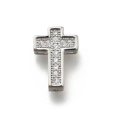 Brass Micro Pave Cubic Zirconia Beads