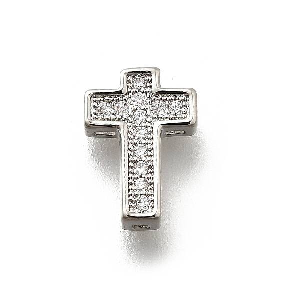 Brass Micro Pave Cubic Zirconia Beads