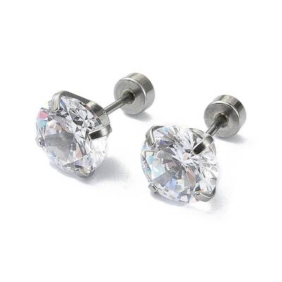 304 Stainless Steel Crystal Rhinestone Ear False Plugs