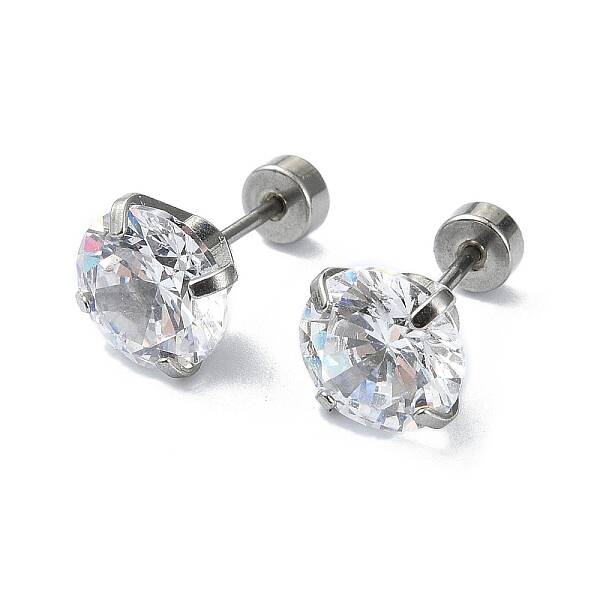 304 Stainless Steel Crystal Rhinestone Ear False Plugs