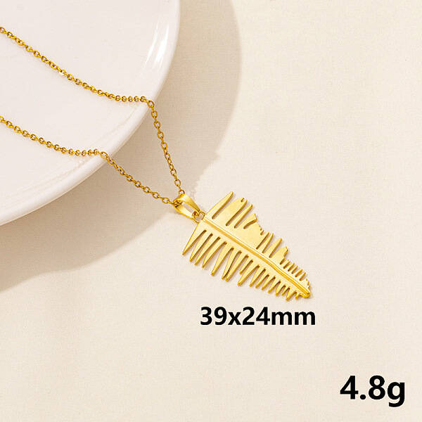 Stainless Steel Leaf Pendant Necklaces