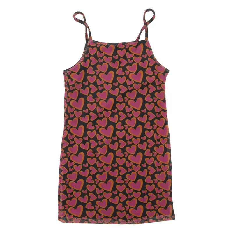 Heart Print Womens Camisole Vest Pink Sleeveless XS