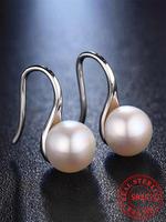 S925 Sterling Silver Simple Style Plain Color Faux Pearls Design Earrings, Fashion Jewelry for Party, Daily Clothing Decor, T...