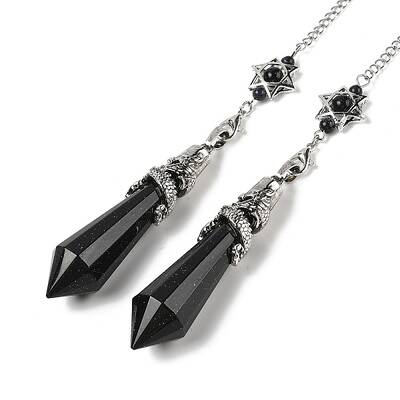 Synthetic Blue Goldstone Cone Dowsing Pendulum Big Pointed Pendants