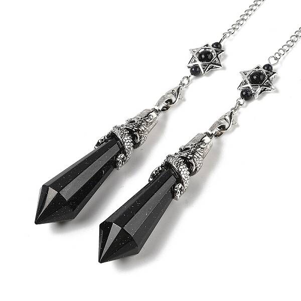 Synthetic Blue Goldstone Cone Dowsing Pendulum Big Pointed Pendants