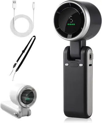 Portable Handheld Turbo Fan, 5 Gear Wind,4000mAh Battery Operated, 3 IN 1 Hand Fan Rechargeable for Outdoor Activities, Trave...