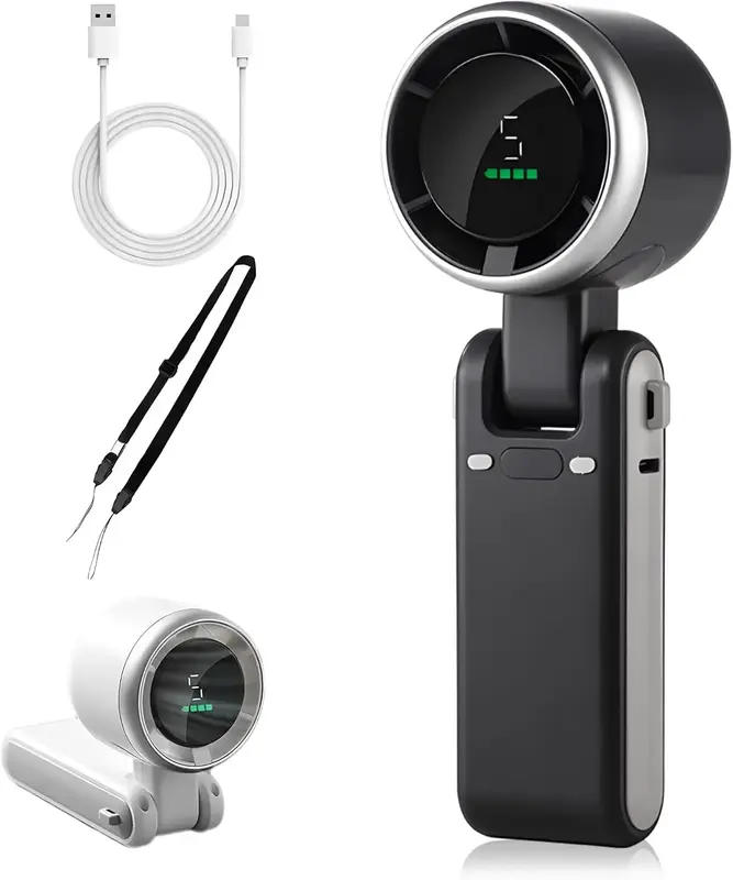 Portable Handheld Turbo Fan, 5 Gear Wind,4000mAh Battery Operated, 3 IN 1 Hand Fan Rechargeable for Outdoor Activities, Trave...