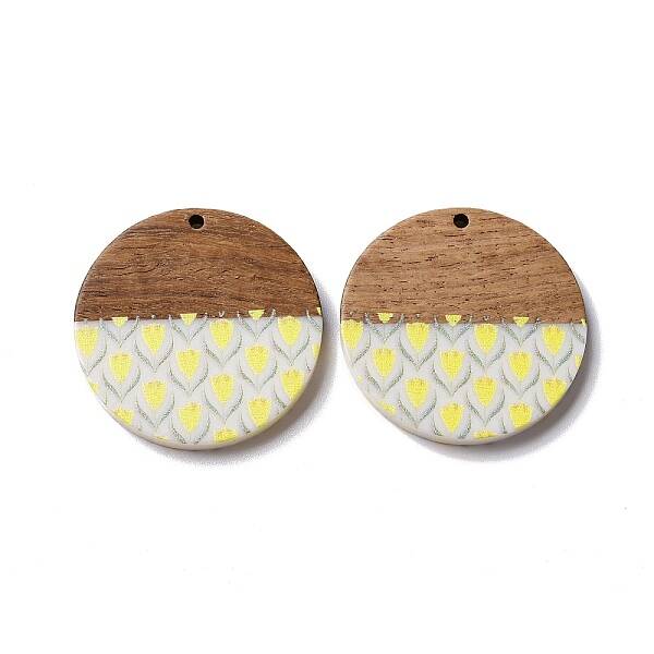 Opaque Resin & Walnut Wood Pendants