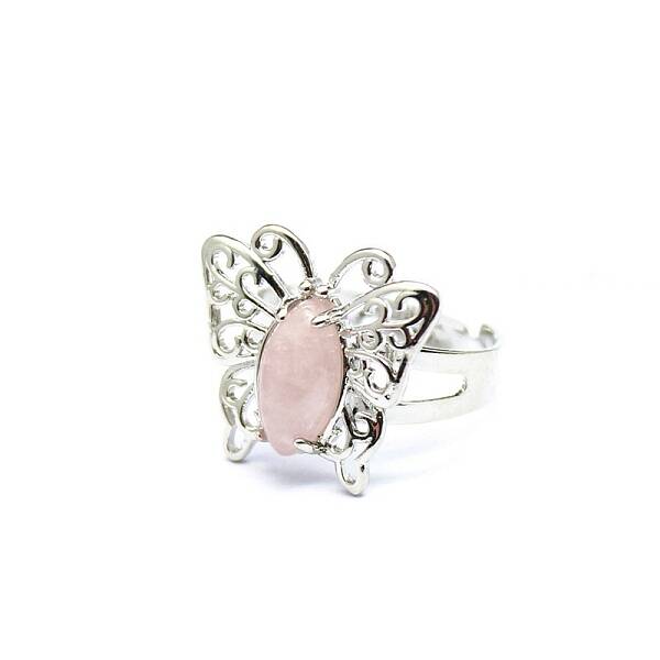Natural Rose Quartz Finger Ring