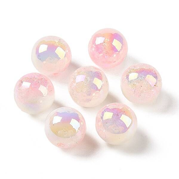 UV Plating Opaque Crackle Two-tone Acrylic Beads